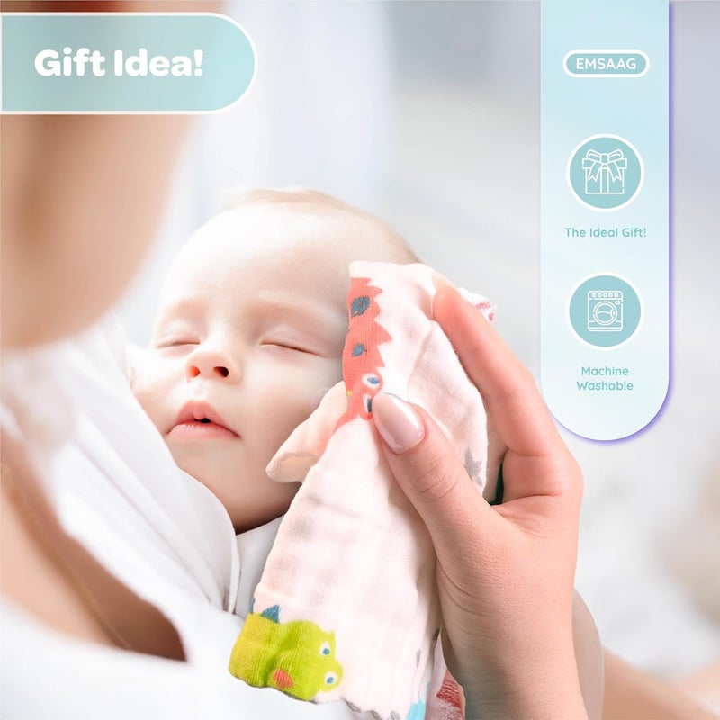 EMSAAG Muslin Baby Washcloths Pack of 7-Gift Boxed Mixed Patten, Absorbent Baby Bath and Face Towels,100% Cotton Baby Wipes Newborn,Burp Cloths,Feeding Towels for Babies and Infants,Reusable-10x10 - Image 2